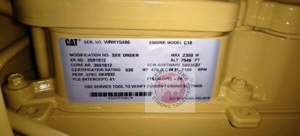 CAT C18 Industrial Diesel Engine – AR No. 359-1812 – 470 HP at 2100 RPM | Engine S/N WRH15486